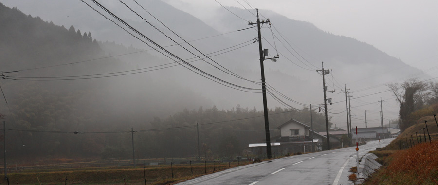 雨の日の岡山の道路